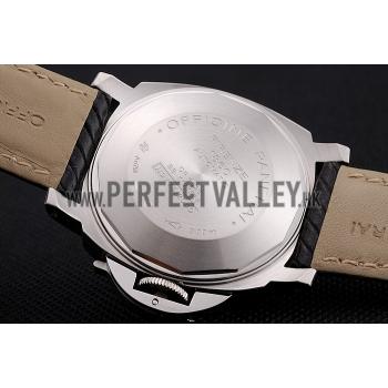 Swiss Panerai Luminor Marina White Dial Stainless Steel Case Black Leather Strap