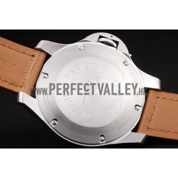 Panerai Luminor Brushed Stainless Steel Case Brown Dial Brown Leather Strap