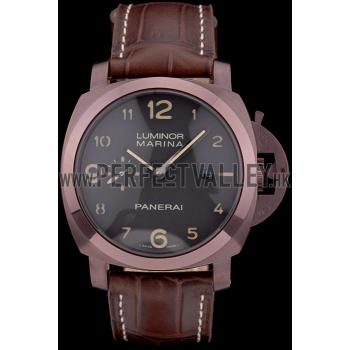 Panerai  Luminor Brown Leather Strap Black Dial 80161