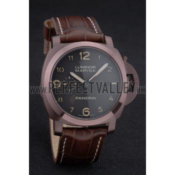 Panerai  Luminor Brown Leather Strap Black Dial 80161