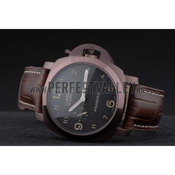 Panerai  Luminor Brown Leather Strap Black Dial 80161