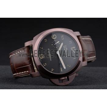 Panerai  Luminor Brown Leather Strap Black Dial 80161