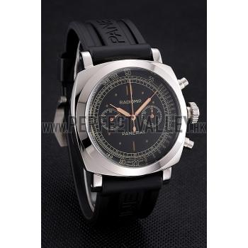 Swiss Panerai Radiomir 1940 Chronograph Black Dial Stainless Steel Case Black Rubber Strap