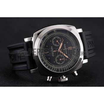 Swiss Panerai Radiomir 1940 Chronograph Black Dial Stainless Steel Case Black Rubber Strap