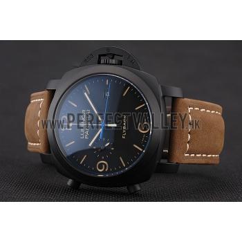 Panerai Luminor 1950 3 Days Chrono Flyback Black Dial Black Case Brown Leather Strap