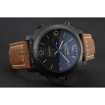 Panerai Luminor 1950 3 Days Chrono Flyback Black Dial Black Case Brown Leather Strap