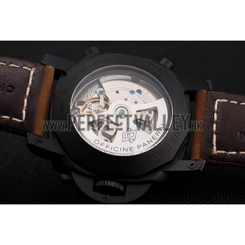 Panerai Luminor 1950 3 Days Chrono Flyback Black Dial Black Case Brown Leather Strap