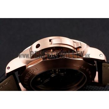 Panerai Luminor 1950 3 Days Chrono Flyback Black Dial Rose Gold Case Black Leather Strap