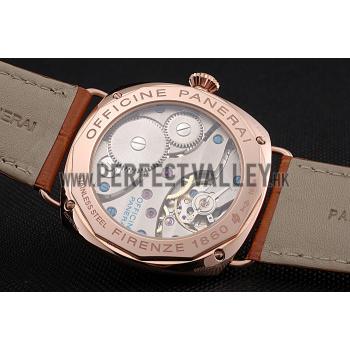 Panerai Radiomir Rose Gold Case Black Dial Brown Leather Strap 98134 Replica