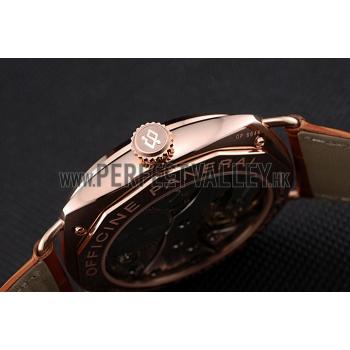 Panerai Radiomir Rose Gold Case Black Dial Brown Leather Strap 98134 Replica