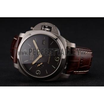 Swiss Panerai Luminor Marina 1950 3 Days Brown Dial Stainless Steel Case Brown Leather Strap