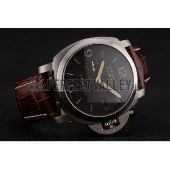 Swiss Panerai Luminor Marina 1950 3 Days Brown Dial Stainless Steel Case Brown Leather Strap