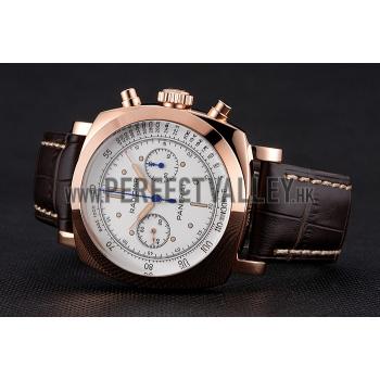 Swiss Panerai Radiomir 1940 Chronograph White Dial Rose Gold Case Brown Leather Strap Replica