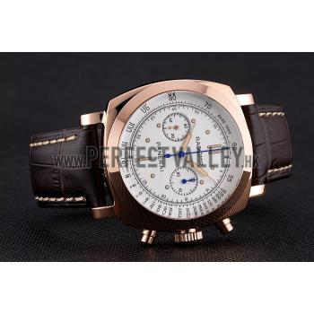 Swiss Panerai Radiomir 1940 Chronograph White Dial Rose Gold Case Brown Leather Strap Replica