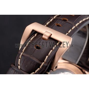 Swiss Panerai Radiomir 1940 Chronograph White Dial Rose Gold Case Brown Leather Strap Replica