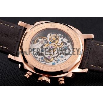 Swiss Panerai Radiomir 1940 Chronograph White Dial Rose Gold Case Brown Leather Strap Replica