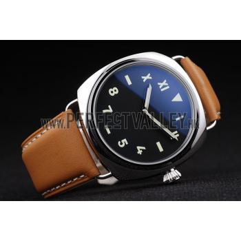 Panerai Radiomir Polished Stainless Steel Case Black Dial Brown Leather Strap 98160