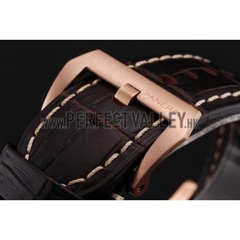 Swiss Panerai Luminor Marina Brown Dial Rose Gold Case Brown Leather Strap 1453843 Replica