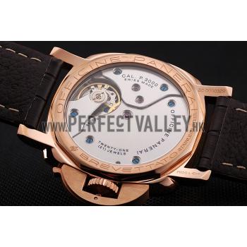 Swiss Panerai Luminor Marina Brown Dial Rose Gold Case Brown Leather Strap 1453843 Replica