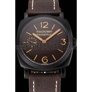 Replica Swiss Panerai Radiomir 1940 Brown Dial Black PVD Case Brown Leather Strap 1453846