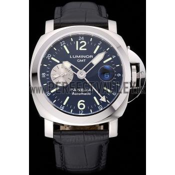 Cheap Panerai Luminor Gmt Black Dial Black Leather Bracelet