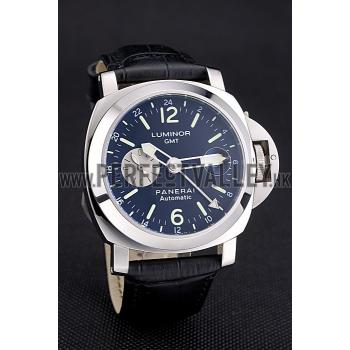 Cheap Panerai Luminor Gmt Black Dial Black Leather Bracelet