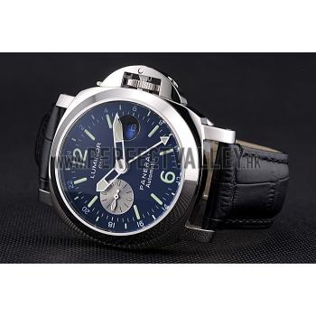 Cheap Panerai Luminor Gmt Black Dial Black Leather Bracelet