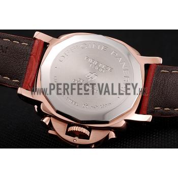 Panerai Radiomir 8 Days Chronograph Black Dial Diamond Bezel Rose Gold Case Red Leather Strap 1453797