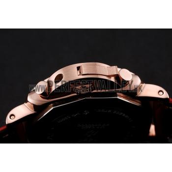 Panerai Radiomir 8 Days Chronograph Black Dial Diamond Bezel Rose Gold Case Red Leather Strap 1453797