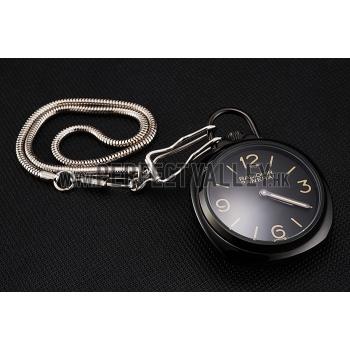 Replica Swiss Panerai Radiomir Pocket Watch Black Dial Black Plated Case Stainless Steel Chain 1453742