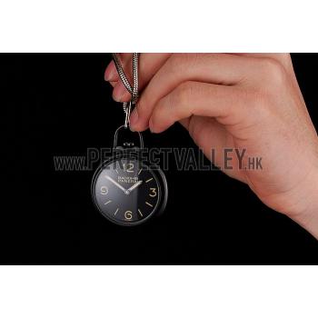 Replica Swiss Panerai Radiomir Pocket Watch Black Dial Black Plated Case Stainless Steel Chain 1453742