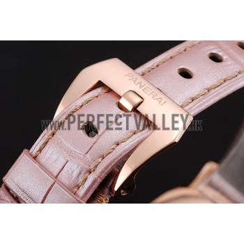 Panerai Radiomir Black Dial Diamond Bezel Rose Gold Case Pink Leather Strap 1453801 Replica