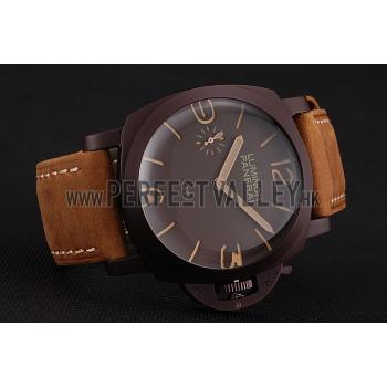 Swiss Panerai Luminor 1950 Brown Dial Brown PVD Case Brown Suede Leather Strap 1453850