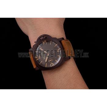 Swiss Panerai Luminor 1950 Brown Dial Brown PVD Case Brown Suede Leather Strap 1453850