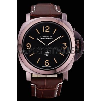 Panerai  Luminor Brown Leather Strap Black Dial 80164