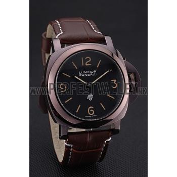 Panerai  Luminor Brown Leather Strap Black Dial 80164