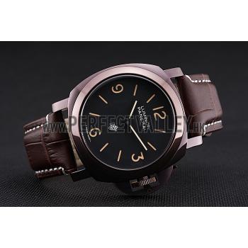 Panerai  Luminor Brown Leather Strap Black Dial 80164