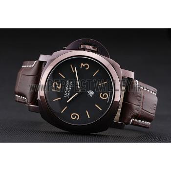 Panerai  Luminor Brown Leather Strap Black Dial 80164