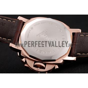 Panerai Radiomir 8 Days Chronograph White Dial Rose Gold Case Brown Leather Strap 1453796 Replica