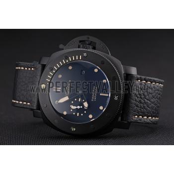 Panerai Luminor Submersible Black Dial Black Case Black Leather Strap