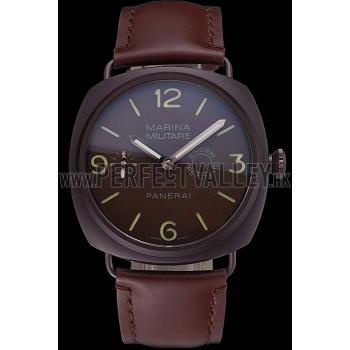 Panerai Luminor Marina Militare Purple Stainless Steel Bezel Brown Bracelet  622321