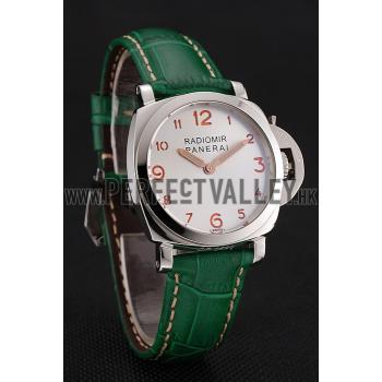 Cheap Panerai Radiomir White Dial Stainless Steel Case Green Leather Strap 1453804