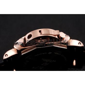 Replica Panerai Radiomir 8 Days Chronograph Black Dial Diamond Bezel Rose Gold Case Black Leather Strap 1453798