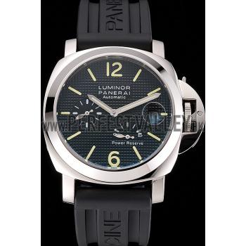 Panerai Luminor Power Reserve Black Hobnail Pattern Dial Stainless Stel Case Black Rubber Strap Replica