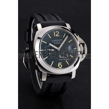 Panerai Luminor Power Reserve Black Hobnail Pattern Dial Stainless Stel Case Black Rubber Strap Replica