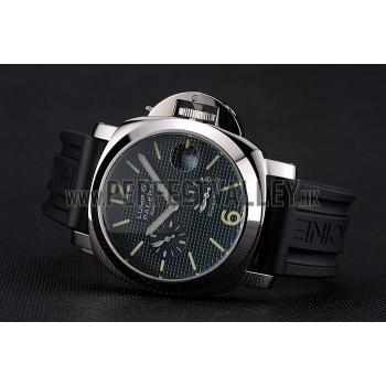 Panerai Luminor Power Reserve Black Hobnail Pattern Dial Stainless Stel Case Black Rubber Strap Replica