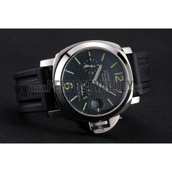 Panerai Luminor Power Reserve Black Hobnail Pattern Dial Stainless Stel Case Black Rubber Strap Replica