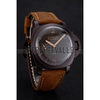 Swiss Panerai Luminor 1950 Dark Brown Dial And Case Brown Leather Strap