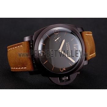 Swiss Panerai Luminor 1950 Dark Brown Dial And Case Brown Leather Strap