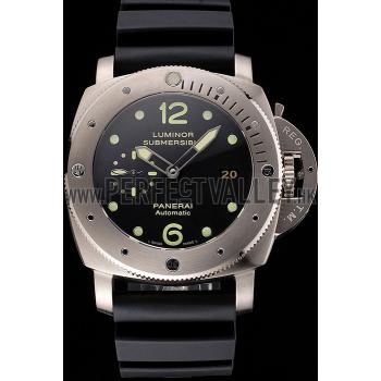 Swiss Panerai Luminor Submersible Black Dial Stainless Steel Case Black Rubber Strap Replica